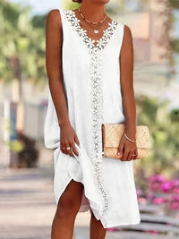 Damen luftiges Sommerkleid mit raffinierten Spitzenakzenten – 8027