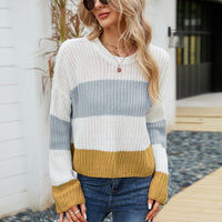 Damen STRICKPULLOVER | Lässiger, bequemer Stil – Gelbe Streifen