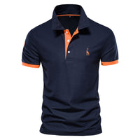 Peter - Poloshirt – Marineblau und Orange