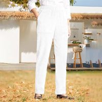 Sommerhose für Damen – Elegante Luftige Hose mit Gummibund – Weiß