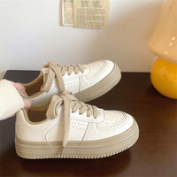 Damen Modische Sneakers mit hoher Sohle und atmungsaktivem Obermaterial – Khaki