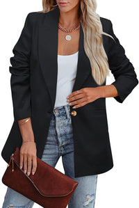 Heidi-Mode | Doppelreihiger Blazer mit Gerafften Ärmeln und Taschen – Schwarz