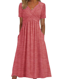 Maryjane | Damen Midikleid | V-Ausschnitt – Rosa