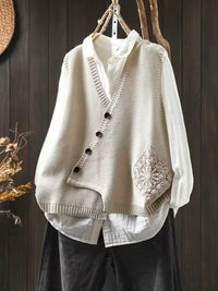 Elaine | Elegante Strickweste – Leinen