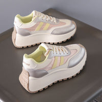 Damen Modische Plateau-Sneaker mit bequemem Fußbett und sportlichem Design – Rosa