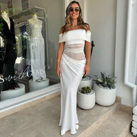 Bella | Langes Kleid aus Spitze Asymmetrisch – Weiß