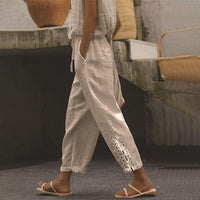 Sommerhose für Damen - Leichte Strandhose mit Gummiband – Khaki