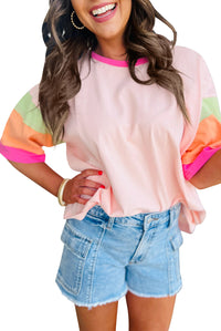 Heidi Mode | Farblich passendes T-Shirt mit Rundhalsausschnitt aus Baumwolle – Rosa