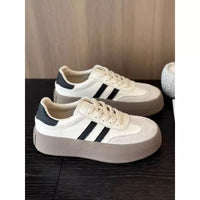 Damen Platform Sneakers mit modischem Design und dicker Sohle – Cremeweiß