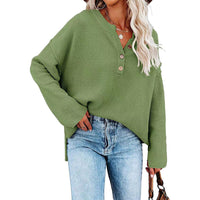 BUTTON PULLOVER | ELEGANTER V-AUSSCHNITT – Grün