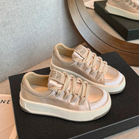 Damen Elegante Sneakers mit glattem Obermaterial und breiter Sohle – Rosarot