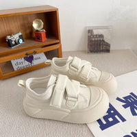 Damen Sneaker mit verstellbarem Klettverschluss und dicker Sohle – Cremeweiß
