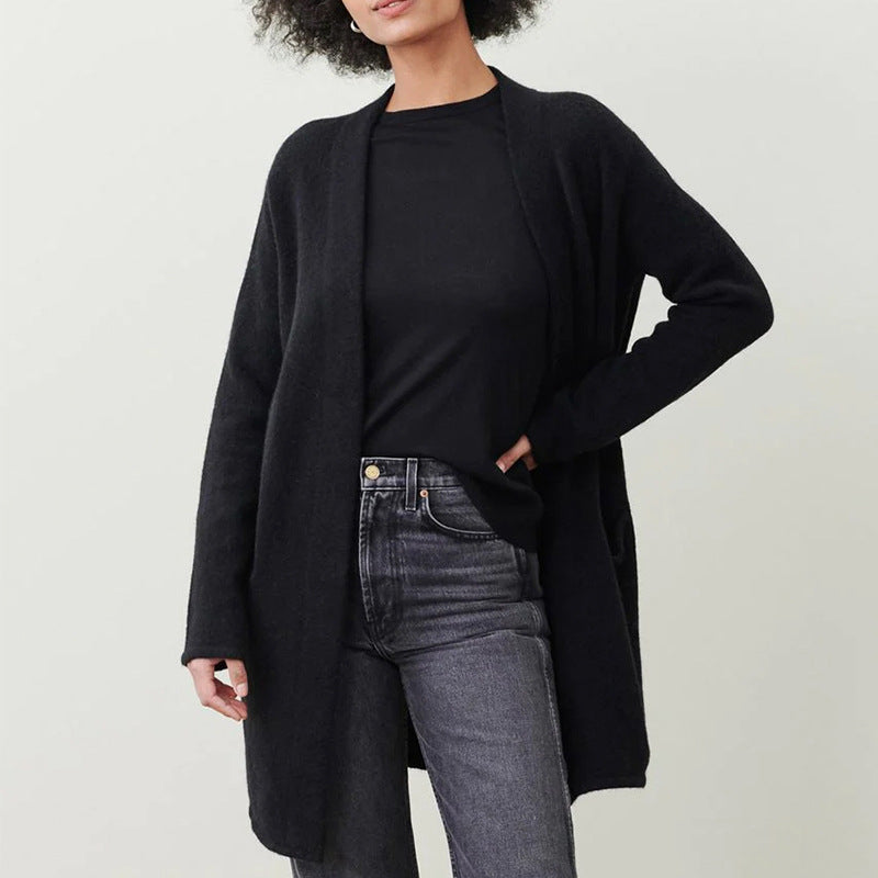 Arabela | Langer, Unifarbener Cardigan mit Praktischen Taschen
