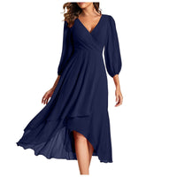 Karin™ | Elegantes Kleid mit V-Ausschnitt – Dunkelblau
