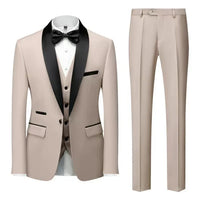 Herren Klassisch Hochzeitsgast Anzug | Slim Fit – Beige / 3 Pcs Satz