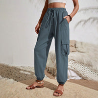 Amina leichte Cargohose | Farbige luftige Sommerhosen Damen - Perfekt für den Sommer – Blau