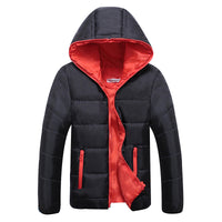 Mila | Wattierte Kapuzen Steppjacke – Schwarz+Orange