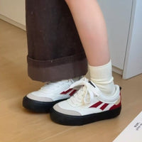 Damen modische Sneaker mit hohem Profil – Weiß Rot