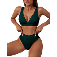 Damen Eleganter Hochtaillierter Bikini | Bademode – Grün