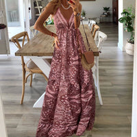 Damen Sphagetti Ärmel Ausgestelltes Ibiza Kleid | Maxi – Alt Rosa