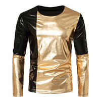 Herren Langarm T-Shirt mit glänzender Oberfläche – Gold