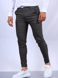 LENNARD - SLIM FIT ELASTISCHE HOSE – Dunkelgrau