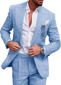 Herren Einreihig Formell Hochzeitsgast Anzug Set | Zweiteiliges Set – Hellblau