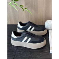 Damen Platform Sneakers mit modischem Design und dicker Sohle – Schwarz