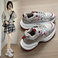 Damen Freizeit Sneaker mit kuscheligem Innenfutter und rutschfester Sohle – Rot