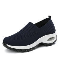 Damen Komfortable Slip-On Freizeitschuhe mit atmungsaktiver Strickoberfläche – Dunkelblau
