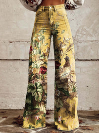 Elena | Bequeme Damenhose mit weitem Streifen Design – Gelb