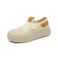 Damen Bequeme Slip-On Sneakers mit flexiblem Strickoberteil – Beige