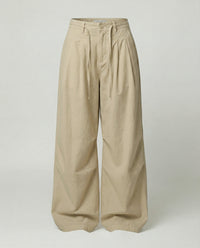 Damen bodenlange Drapé-Hose mit weitem Bein hoher Taille und langen Bindebändern – Braun