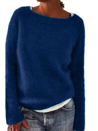 Damen RUNDHALS STRICKPULLOVER | ELEGANTER KOMFORT FÜR JEDEN TAG – Blau