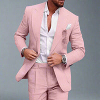 Ethan | Premium Leinen Anzug Set für Männer – Rosa
