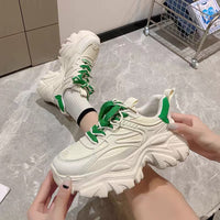 Damen Sportliche Chunky Sneakers mit hochflexiblem Sohlenprofil – Grün