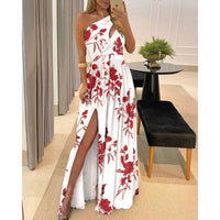 Heidi Mode | Ärmelloses Kleid mit hoher Taille und Öffnung – Weiße Färberdistel