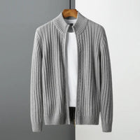 Ovidiu – Gestreifter Strickjacke Mit Reißverschluss – Grau