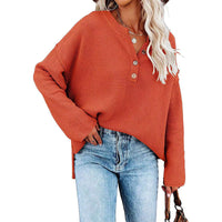 BUTTON PULLOVER | ELEGANTER V-AUSSCHNITT – Orange