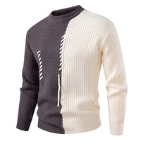 Bruno | Herren Strukturierter Zierband Strickpullover – Grau