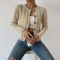 Trendige Strickjacke mit Knopfleiste für Damen | Langarm – Aprikose