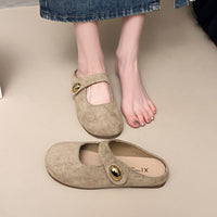Damen Komfortable Mokassins mit modischem Schnallen-Detail – Khaki