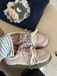 Damen Sneakers mit elastischem Obermaterial und modischem Design – Rosarot