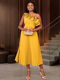 Adi™ - Couture Asymmetrisches Ein-Schulter-Abendkleid – Gelb