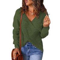 Damen KREUZ STRICKPULLOVER | MODERNER, BEQUEMER STIL – Grün