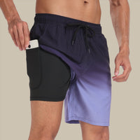 Badeshorts für Herren - Schnelltrocknende Sommer-Boardshorts mit Handytasche – Lila