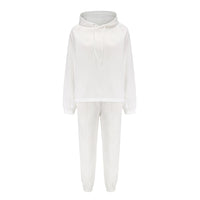 Heidi-Mode | Lässiges Kapuzenpullover Zweiteiler-Set – Weiß