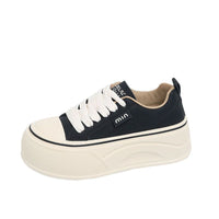 Damen Komfortable Plateau-Sneaker mit elastischen Schnürsenkeln – Schwarz