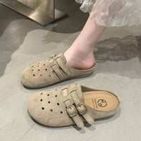 Damen bequeme Clogs mit doppeltem Schnallenverschluss – Aprikose