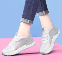Damen Atmungsaktive Laufsneakers mit flexibler Sohle und innovativem Design – Weiß-Grau